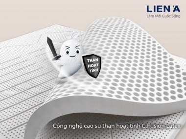 Nệm Cao Su Thiên Nhiên Than Hoạt Tính Ladome Grey Premium